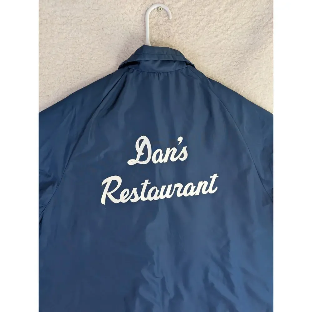 Vintage King Louie Bomber Jacket Mens Large Blue USA Union Made 80s READ/FLAWS